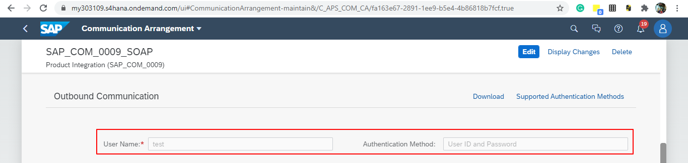SAP S/4HANA outbound service with Service Status set to Active