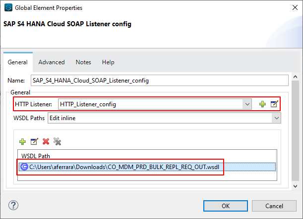 Anypoint Studio SAP S/4HANA SOAP Connector WSDL configuration