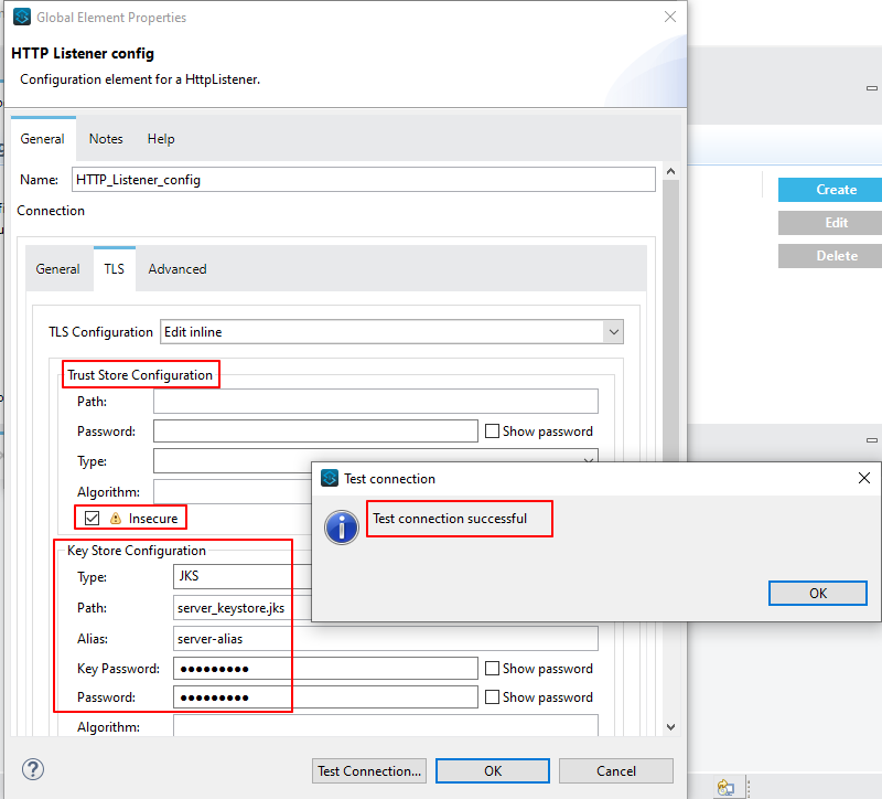 Anypoint Studio TLS configuration with insecure trust store
