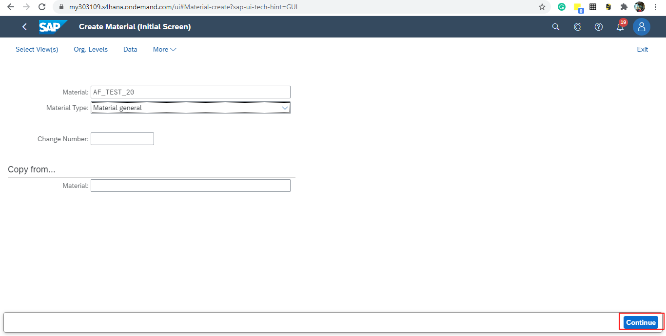 SAP S/4HANA material data entry