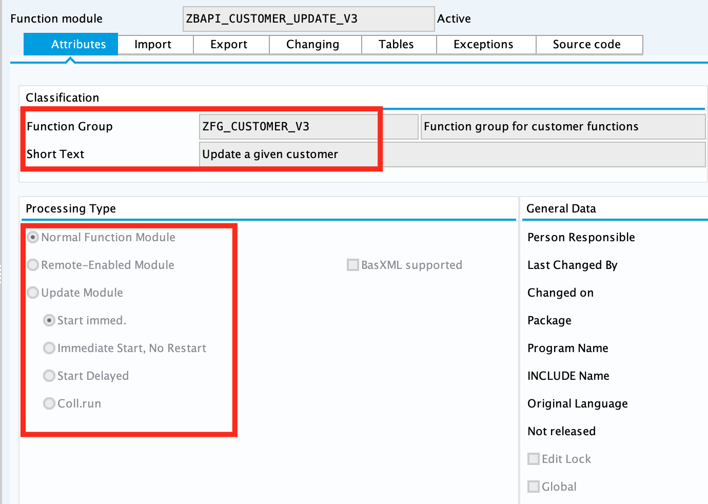 SAP Create Function Module for ZBAPI_CUSTOMER_UPDATE_V3