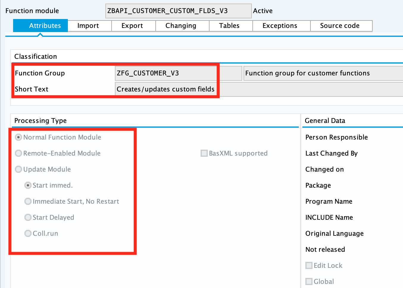 SAP Create Function Module for ZBAPI_CUSTOMER_CUSTOM_FLDS_V3