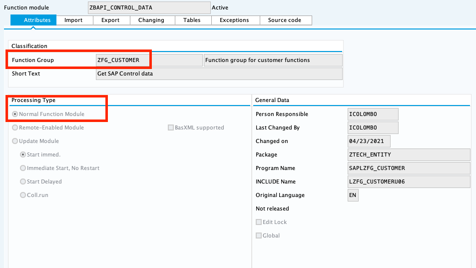 SAP Create Function Module for ZBAPI_CONTROL_DATA_V3