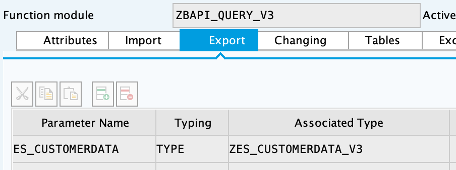 SAP export parameters for ZBAPI_QUERY_V3