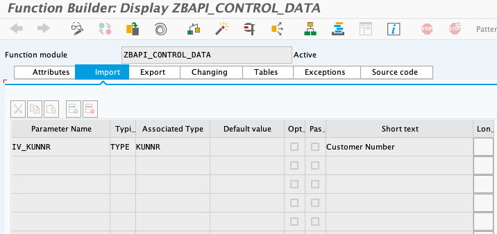 SAP import parameters for ZBAPI_CONTROL_DATA_V3