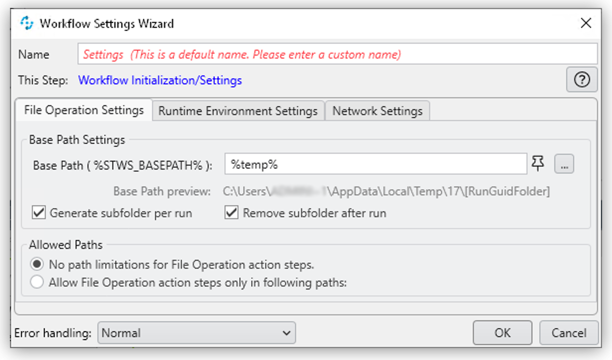 The Workflow Settings Wizard