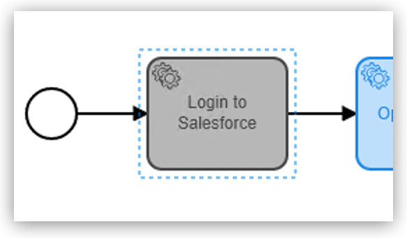 An activity showing a gray background to specify that it has a referenced workflow