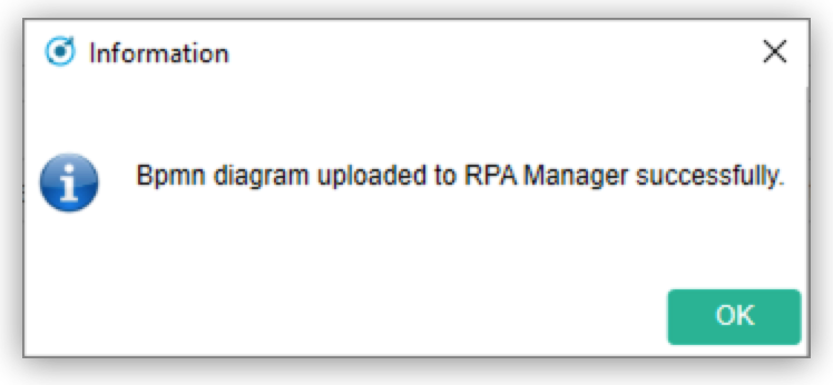 The BPMN upload confirmation message