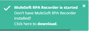 Download RPA Recorder message