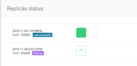 Status of the replicas for a Mule app in Runtime Manager UI