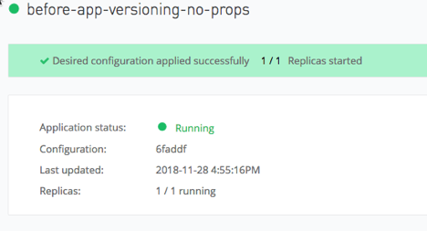 Configuration applied successfully status for a Mule app in Runtime Manager UI