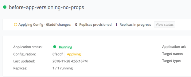 Applying configuration status for a Mule app in the Runtime Manager UI