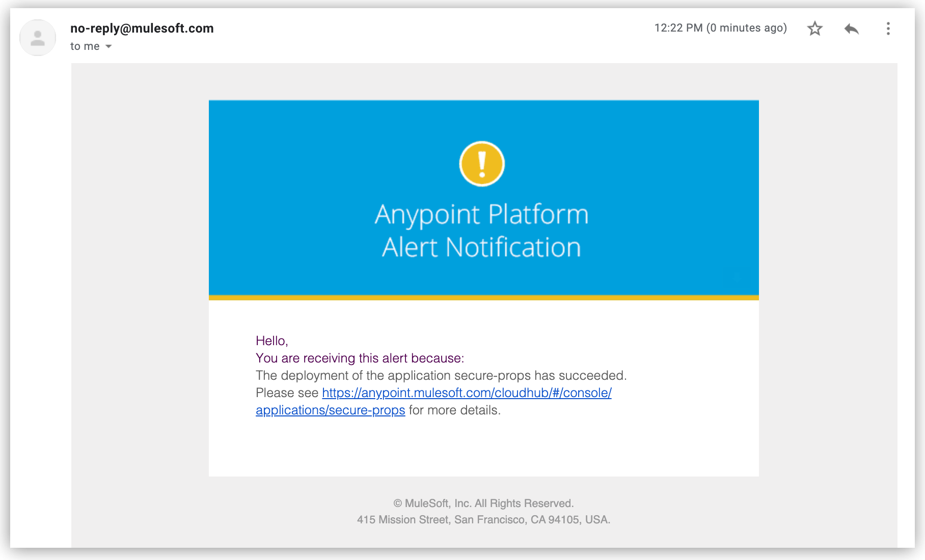 Anypoint Platform Alert Notification email