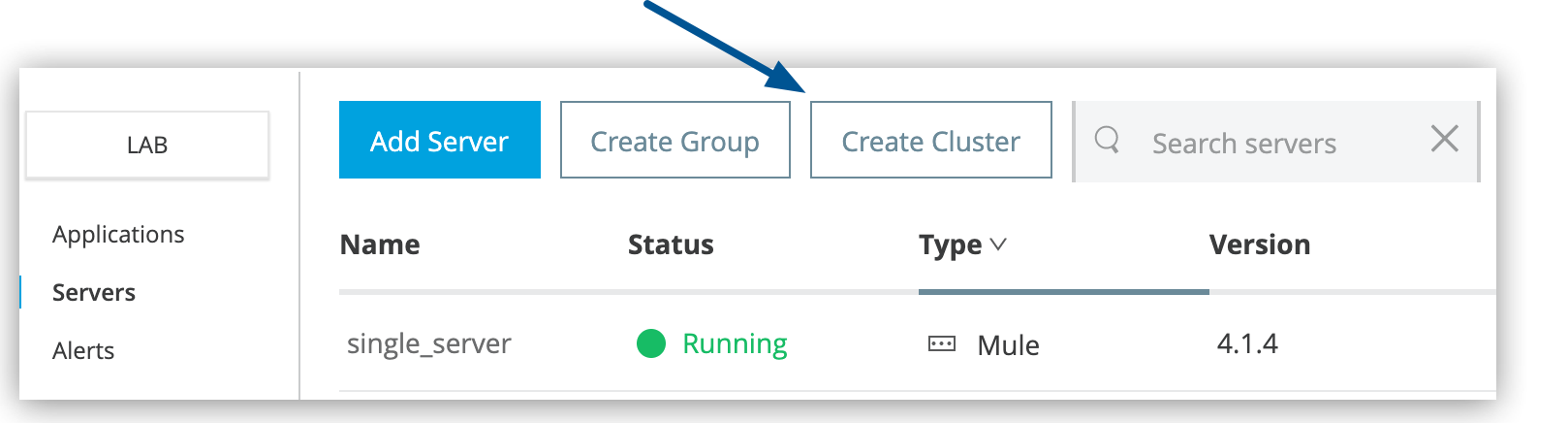 Create Cluster button