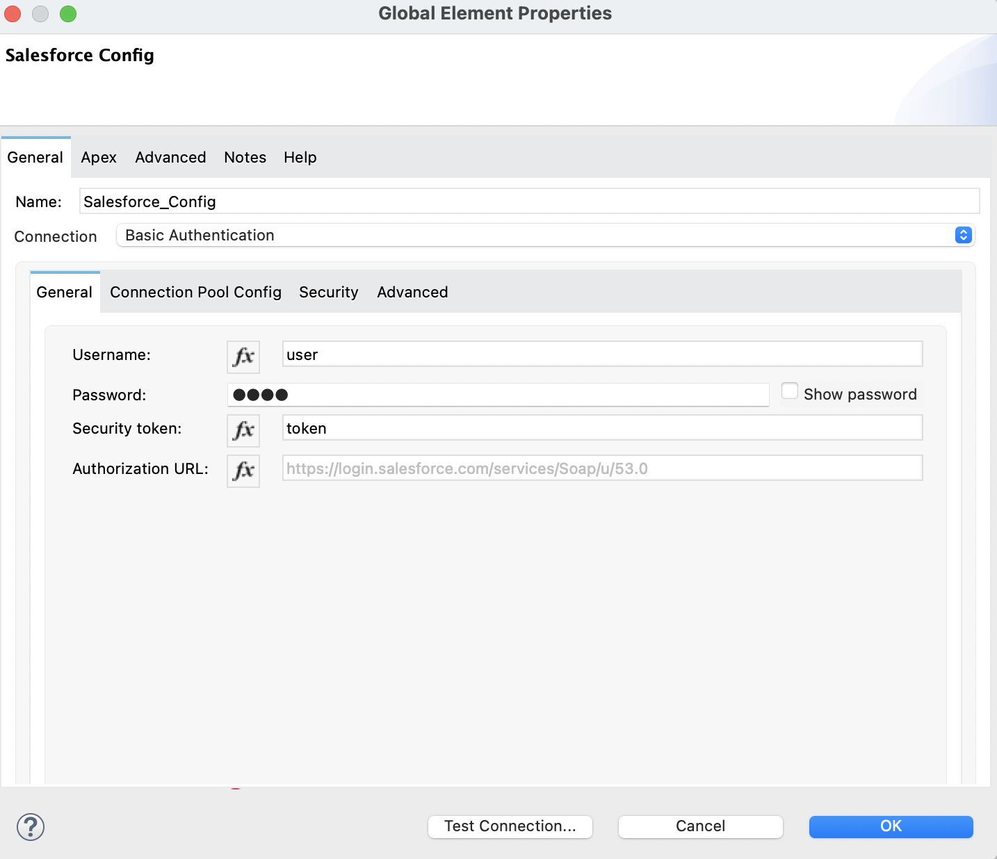 Upsert global element configuration window