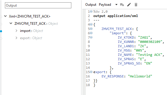 sap function return response