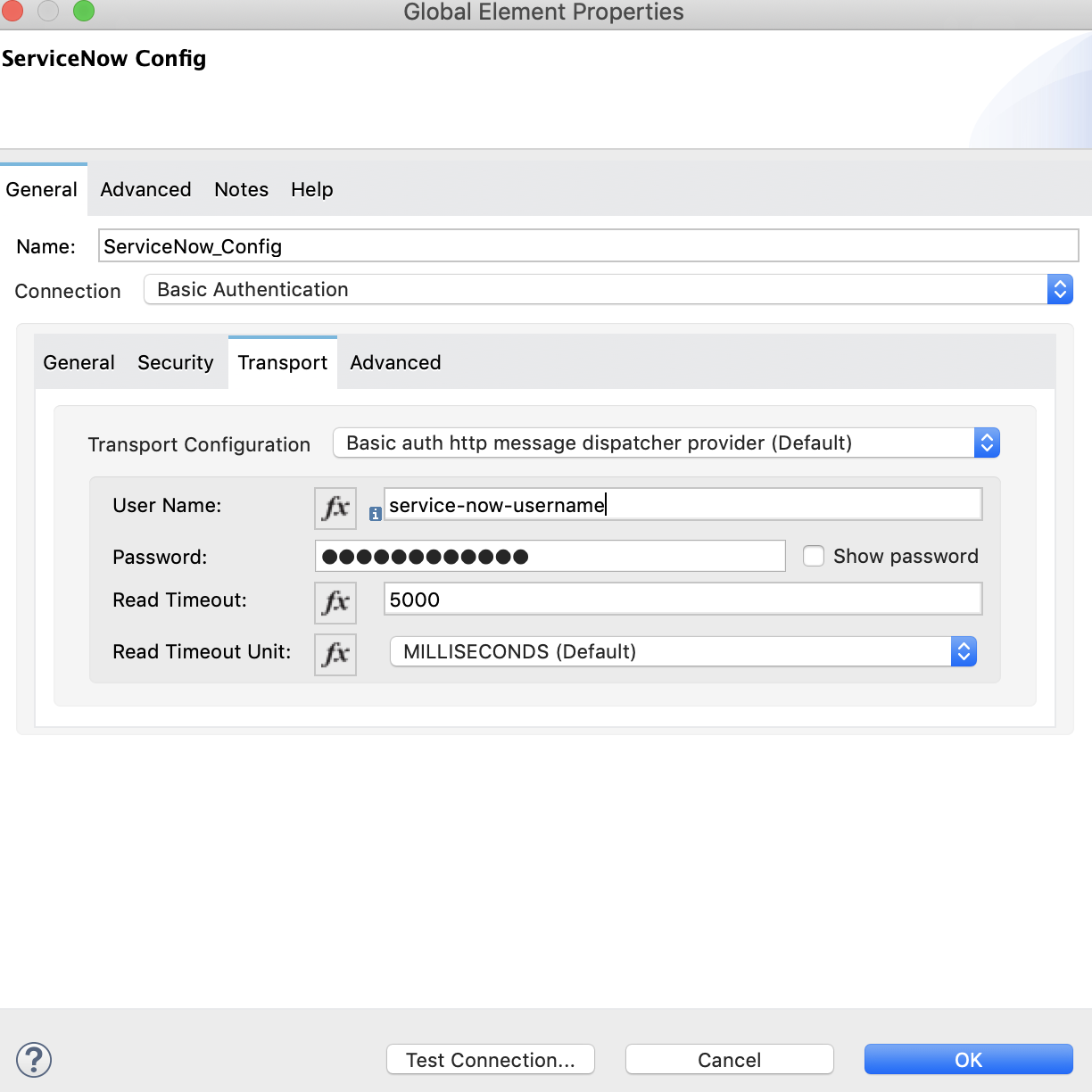 Servicenow studio config transport tab