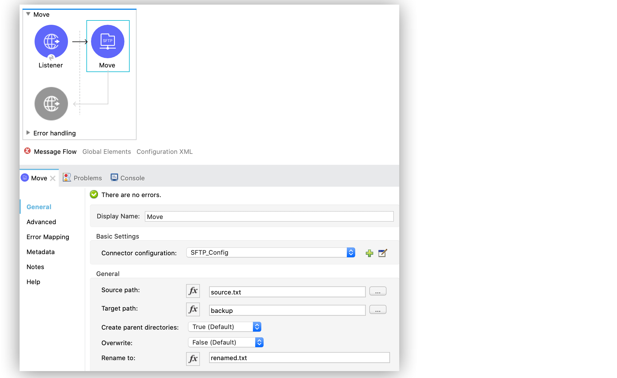 Move operation configuration in Studio