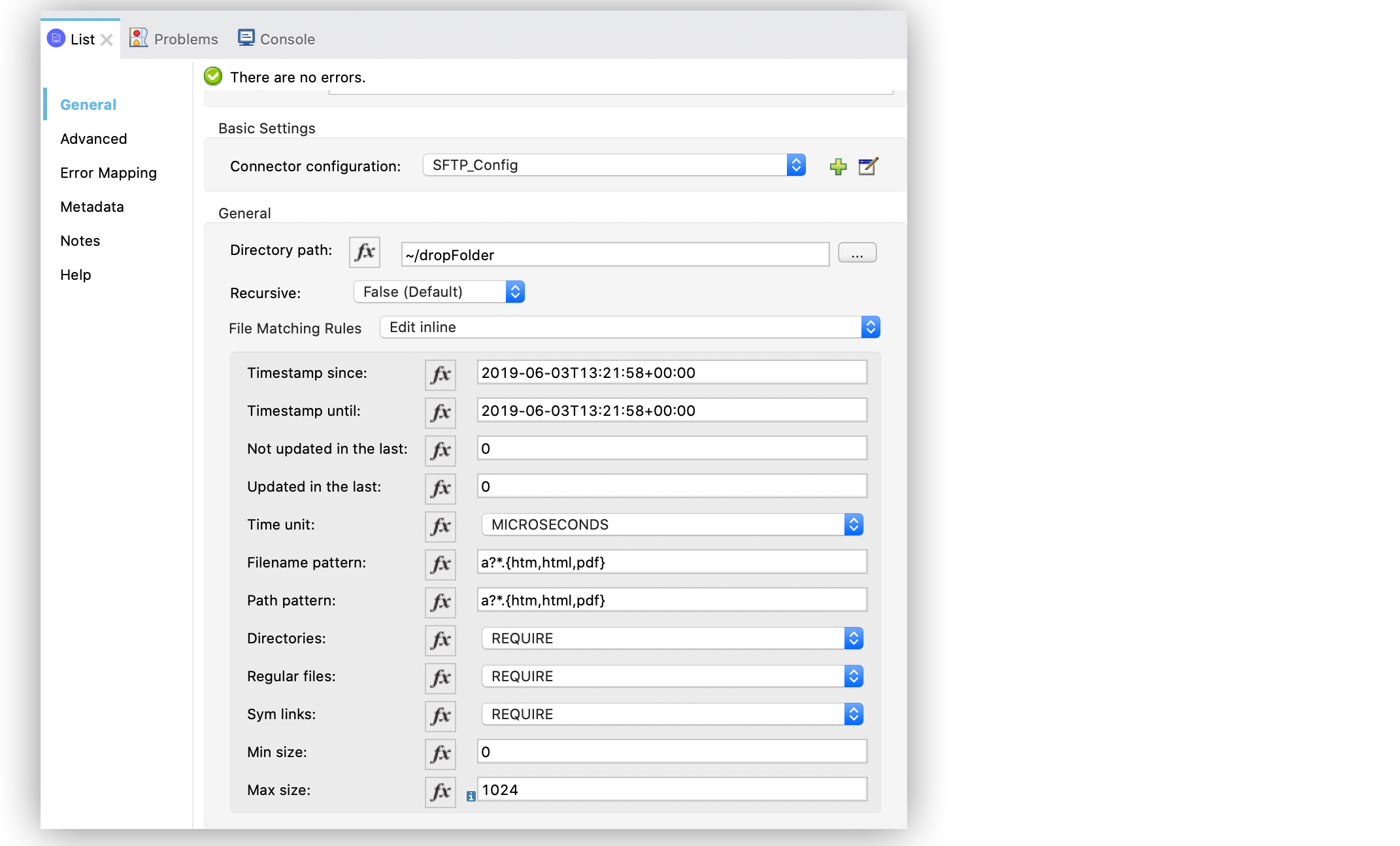 File Matching Rules field configuration