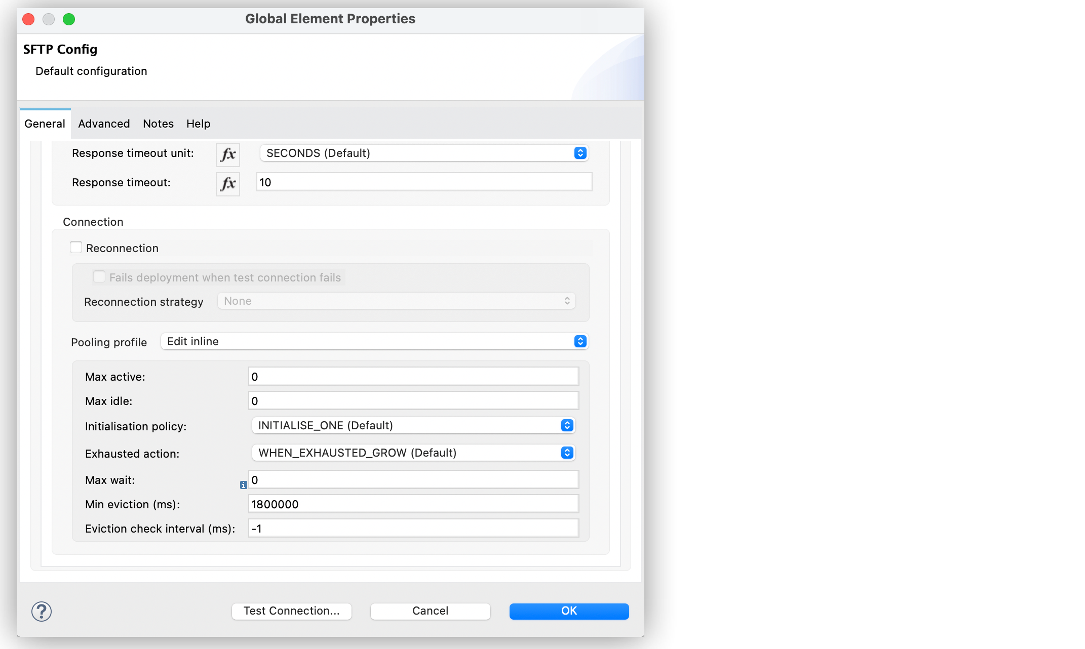 SFTP Connection pooling configuration in Studio