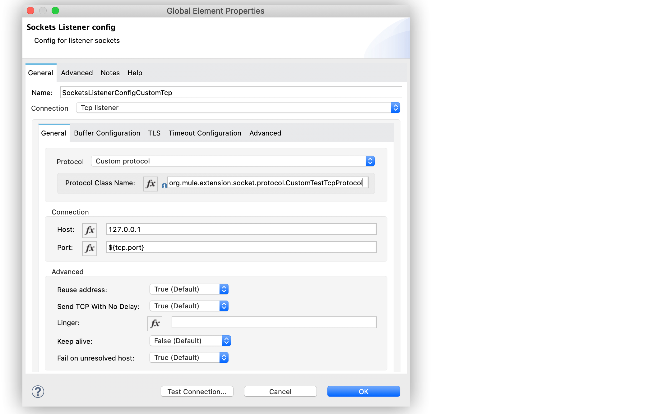 Sockets Custom Protocol Configuration