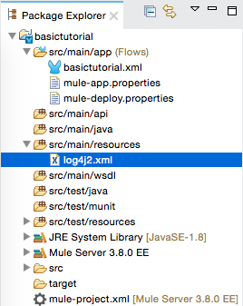 location in package explorer or log4j2.xml file