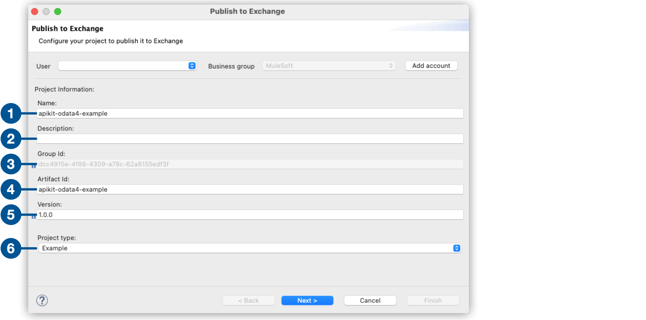 AltText:"List of fields to configure before publishing an asset to Exchange."