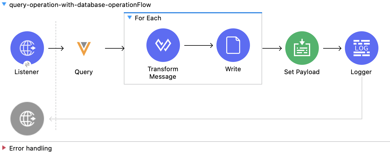 Query operation Mule flow