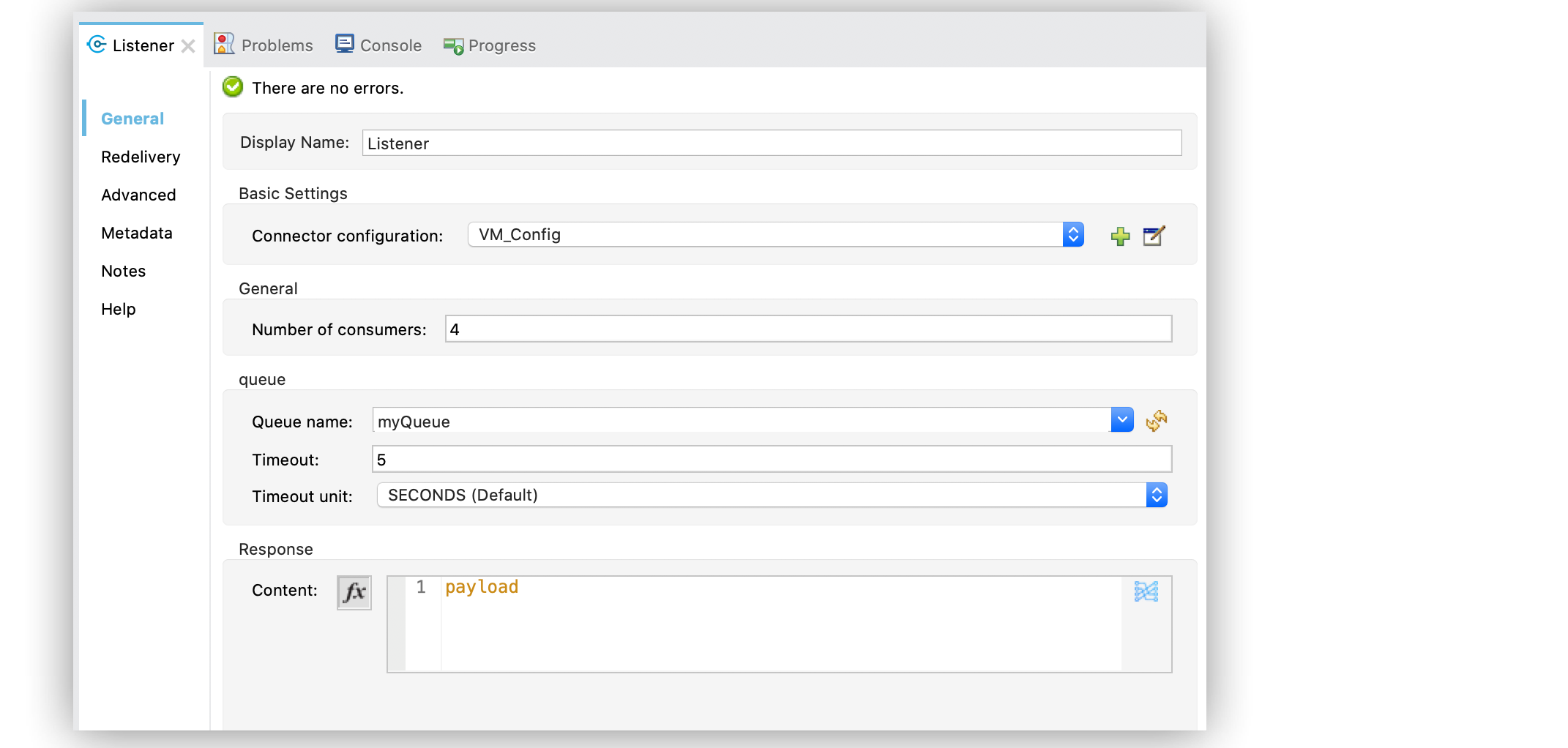 VM Listen source configuration