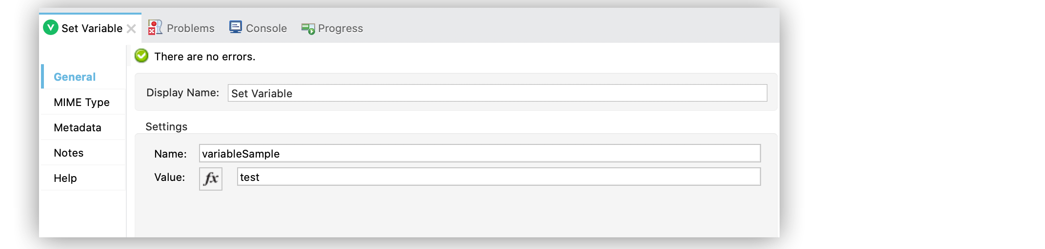 Set Variable Configuration