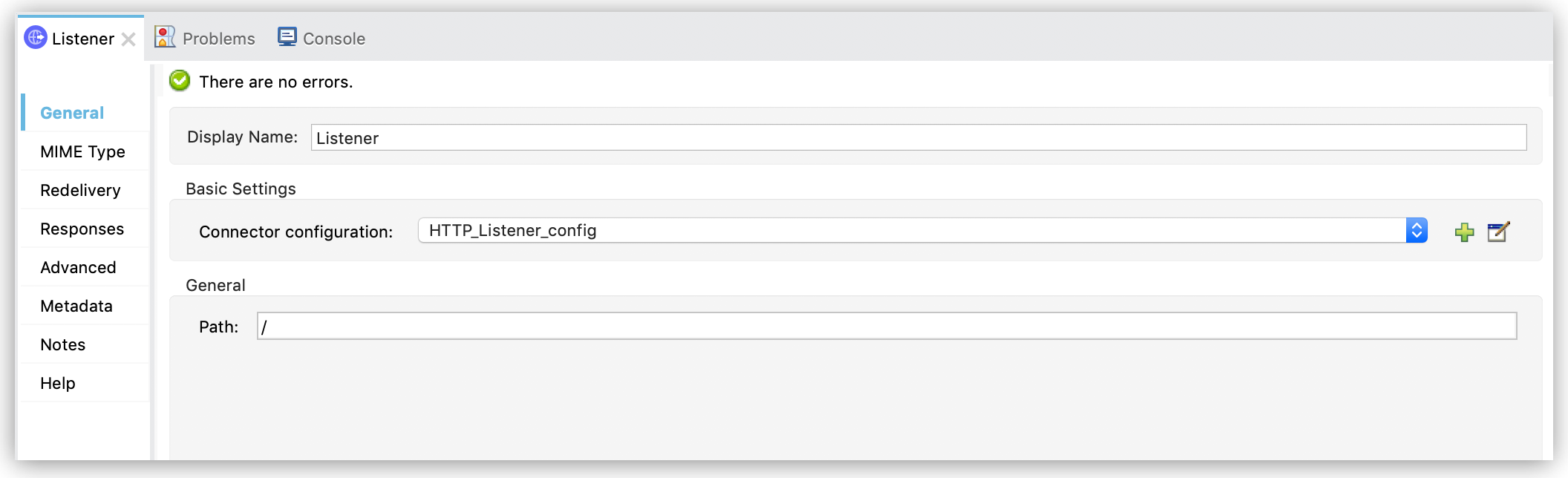 Listener configuration