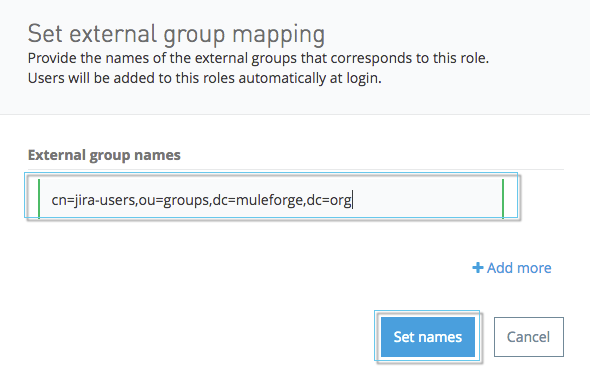 An example of a list of external group names