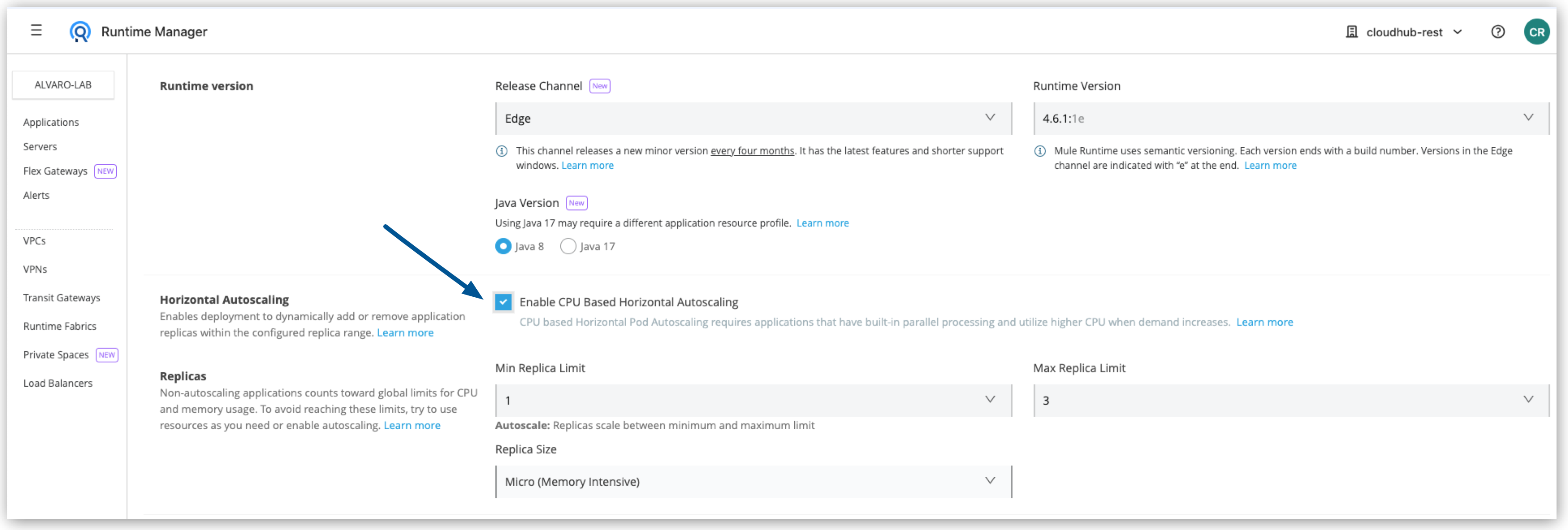 Configure horizontal autoscaling