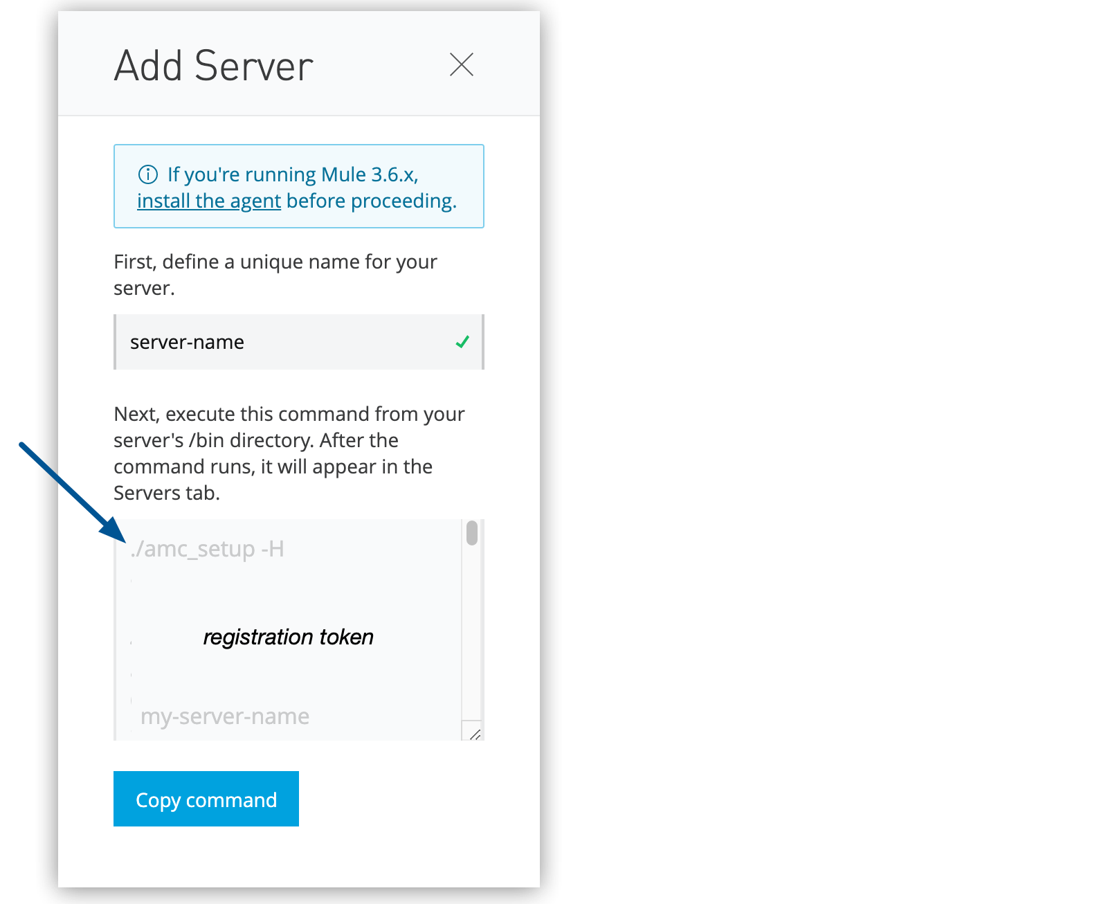 amc_setup command in the Add Server window